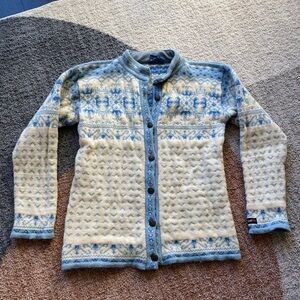 VTG Icewear Icelandic Wool Cardigan Sweater Scandi Fair Isle Nordic Women's Med